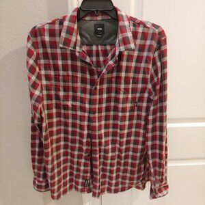 Vans Shirt Mens X-Large Red Plaid Button Up Long Sleeve Tailored Fit